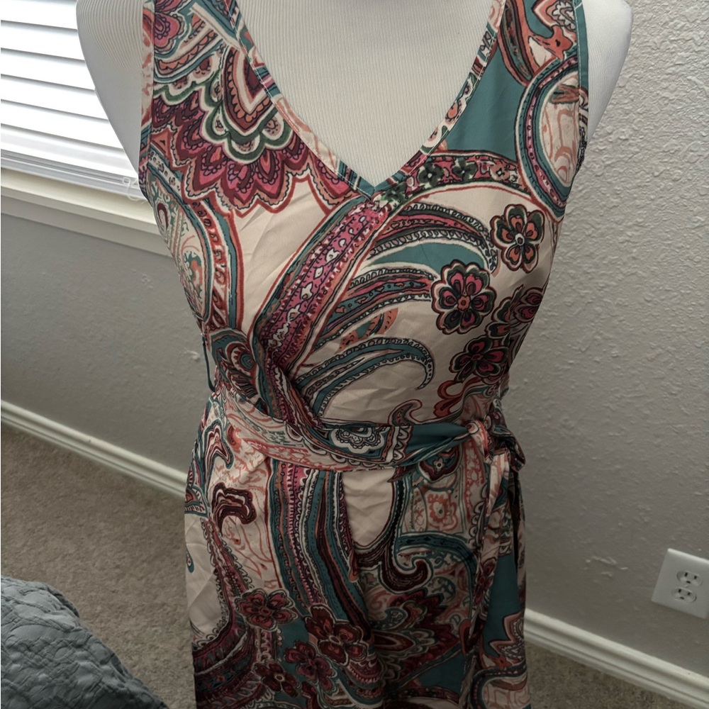SHEIN Paisley Dress with Red and Gray Accents
